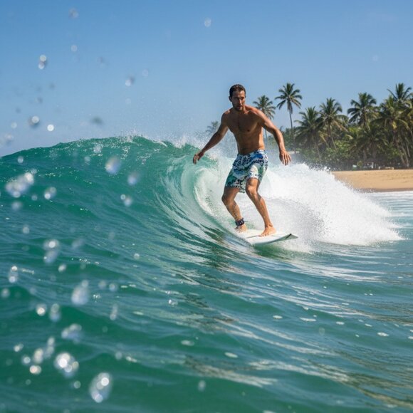 Caribbean Joe "Galapagos Island" Print Swim Trunks Medium - Picture 5 of 7